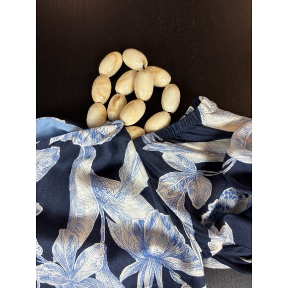 Alexis Randi One Shoulder Maxi Dress Navy Blue Floral Print Size XS Beaded Belt - Picture 6 of 12